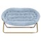 Emma and Oliver Janey Folding Double Saucer Chair with Steel Frame for Dorm, Living Room, or Bedroom